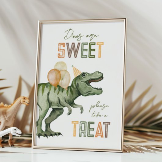 5x7 Dinosaur Treat Sign Kaart