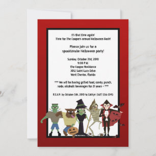 5x7 DraculaMonster Halloween Bash Party Invitation Kaart