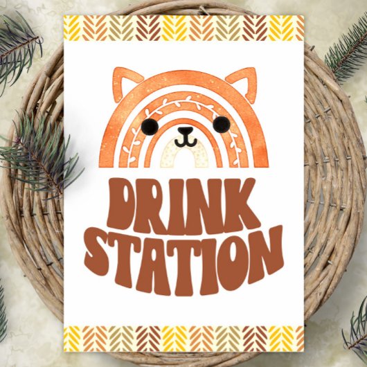 5x7 Drink Station Boho Woodland Fox Verjaardag Poster