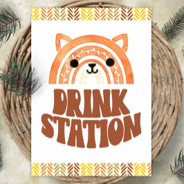 5x7 Drinkstation Boho Woodland Vos Verjaardag Poster