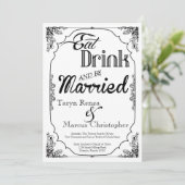 5x7 Eet Drink Trouwen Witte Trouwuitnodiging Kaart (Staand voorkant)