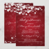 5x7 Elegant Baby shower Cherry Blossom Red Kaart (Voorkant / Achterkant)