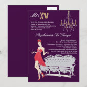 5x7 Elegant Party Quinceanera Birthday Uitnodiging (Voorkant / Achterkant)