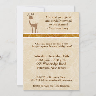 5x7 Elegant Reindeer Golden Scroll Uitnodiging