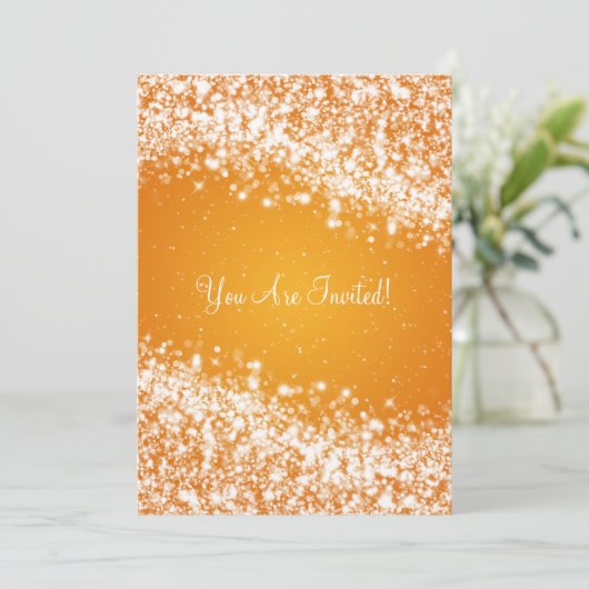 5x7 Elegant Wedding Sparging Wave Sinaasappel Kaart (Staand voorkant)