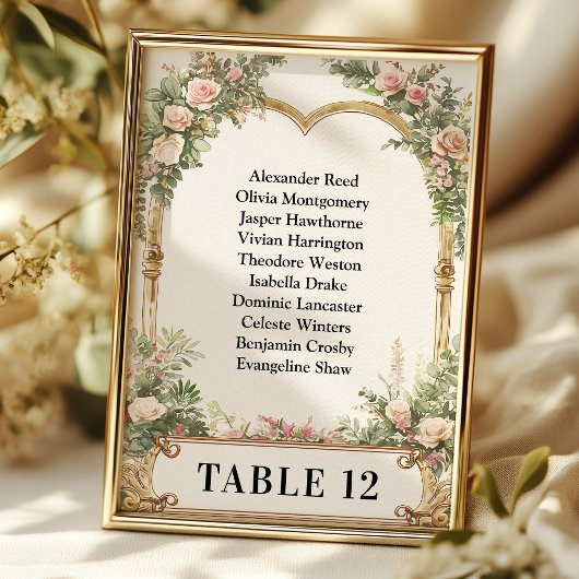 5x7 Elegante Bloemen Zitting Grafiek Tafelnummer