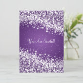 5x7 Elegante bruiloft sprankelende golf Paarse Kaart (Staand voorkant)