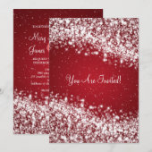 5x7 elegante bruiloft sprankelende golf rood kaart (Voorkant / Achterkant)