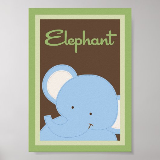 5x7 "Elephant"-Oerwoud Safari Baby Bedding Wall Ar Poster (Voorkant)