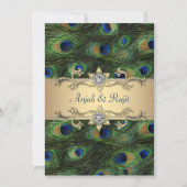 5x7 Emerald Green Elegant Peacock Wedding Kaart (Voorkant)