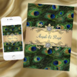5x7 Emerald Green Elegant Peacock Wedding Kaart<br><div class="desc">Uitnodigingen voor een bruidsende pauw. Deze prachtige uitnodiging voor een pauw-bruiloft van 5 x 7 formaat is eenvoudig aan te passen aan uw evenement door eenvoudig de knop "Aanpassen!" te kiezen om te beginnen met het toevoegen van uw gebeurtenisgegevens, lettertypestijl, tekengrootte en kleur en tekst. Let op - alle stickers,...</div>