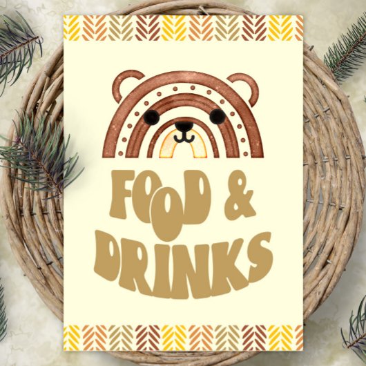 5x7 Eten & Drinken Boho Woodland Beer Verjaardag Poster