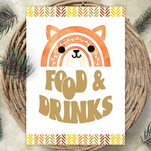 5x7 Eten & Drinken Boho Woodland Fox Verjaardag Poster