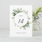 5x7 Eucalyptus Green Foliage Weddenschap Table Num Kaart (Staand voorkant)