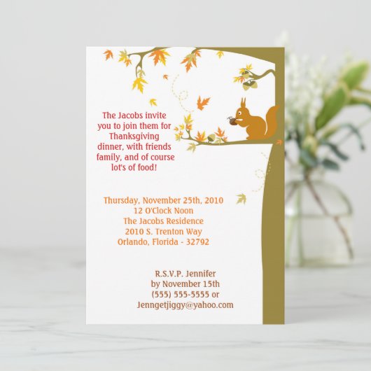 5x7 Fall Leaves Thanksgiving Party Invitation Kaart (Staand voorkant)
