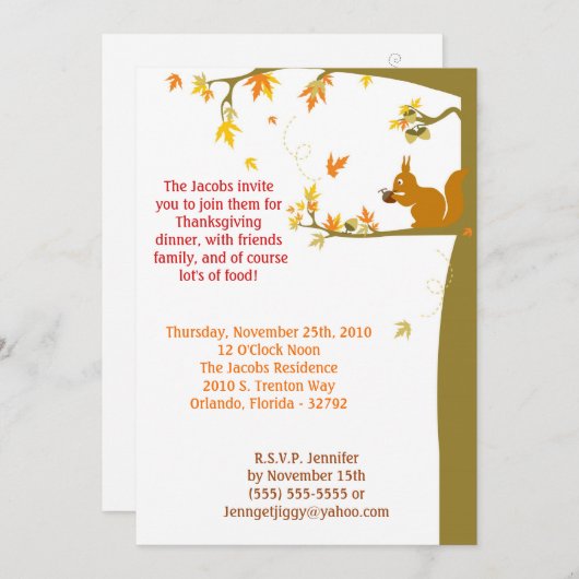 5x7 Fall Leaves Thanksgiving Party Invitation Kaart (Voorkant / Achterkant)