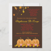 5x7 Fall Leaves TRIPLETGirl Baby shower Invitation Kaart (Voorkant)