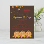 5x7 Fall Leaves TRIPLETGirl Baby shower Invitation Kaart (Staand voorkant)