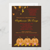 5x7 Fall Leaves TRIPLETGirl Baby shower Invitation Kaart (Voorkant / Achterkant)