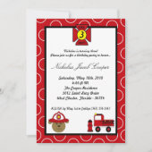 5x7 Fire Dog Firetruck Verjaardagsfeest Uitnodigin Kaart (Voorkant)