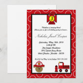5x7 Fire Dog Firetruck Verjaardagsfeest Uitnodigin Kaart (Voorkant / Achterkant)