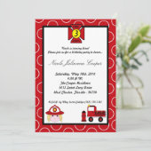 5x7 Firewoman Firetruck verjaardagsfeestje uitnodi Kaart (Staand voorkant)