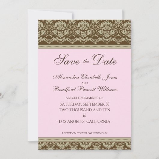 5x7 Flat Save the Date  Baroque: baby roze (Voorkant)