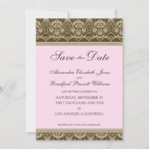 5x7 Flat Save the Date  Baroque: baby roze
