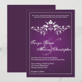 5x7 Floral Filigree Paarse Wedding Kaart (Voorkant / Achterkant)