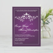 5x7 Floral Filigree Paarse Wedding Kaart (Staand voorkant)