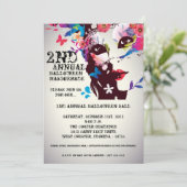 5x7 Floral Masquerade Halloween Uitnodiging (Staand voorkant)