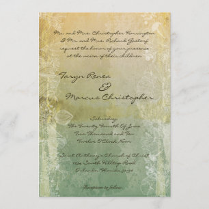 5x7  Floral Old Linen Wedding Invitation Kaart