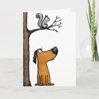 5x7 Folded Card-Adorable Cartoon Dog and Squirrel Kaart