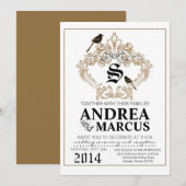 5x7 Formele Tortelduifjes Duivenbruiloft Uitnodigi Kaart (Voorkant / Achterkant)