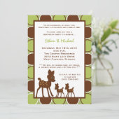 5x7 Forrest Mom TWIN Baby Verjaardag Deel Uitnodig Kaart (Staand voorkant)