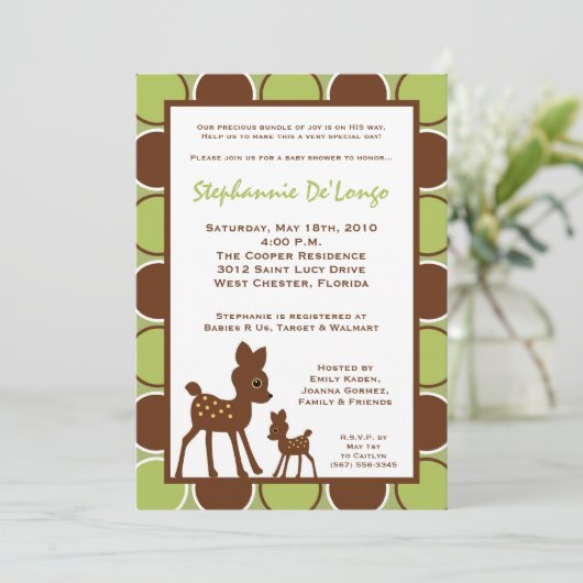 5x7 Forrest Momma Baby Deer Baby shower Uitnodigin Kaart (Staand voorkant)