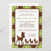 5x7 Forrest TRIPLET Baby Verjaardag Deel Uitnodigi Kaart (Voorkant / Achterkant)