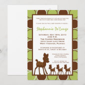 5x7 Forrest TRIPLETS Deer Baby shower Invitation Kaart (Voorkant / Achterkant)