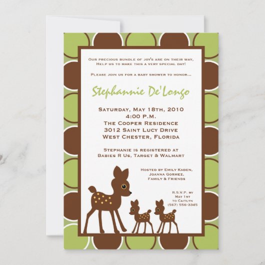 5x7 Forrest TWINS Baby Deer Baby shower Invitation Kaart (Voorkant)