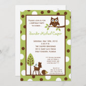 5x7 Forrest Wood Animal Birthday Party Invitation Kaart (Voorkant / Achterkant)