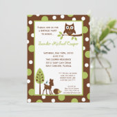 5x7 Forrest Wood Animal Birthday Party Invitation Kaart (Staand voorkant)