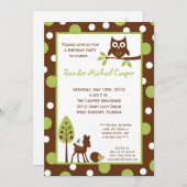 5x7 Forrest Wood Animal Birthday Party Invitation Kaart (Voorkant / Achterkant)