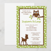 5x7 Forrest Woodland Animal Baby shower Invitation Kaart (Voorkant / Achterkant)