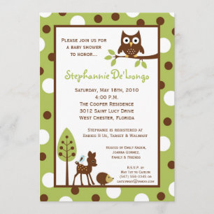5x7 Forrest Woodland Animal Baby shower Invitation Kaart