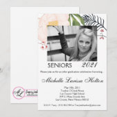 5x7 foto afstudeerfeest uitnodiging Baby Pink Co (Voorkant / Achterkant)