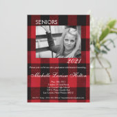 5x7 foto afstudeerfeest uitnodiging rode buffel (Staand voorkant)