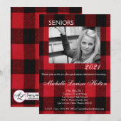 5x7 foto afstudeerfeest uitnodiging rode buffel (Voorkant / Achterkant)