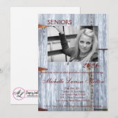 5x7 foto afstudeerfeest uitnodiging wit wassen w (Voorkant / Achterkant)