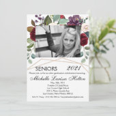 5x7 foto afstudeerfeest uitnodiging witte rozen (Staand voorkant)