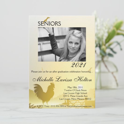 5x7 foto afstudeerfeest uitnodiging zonnige ochten (Staand voorkant)